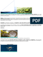 Características de los líquidos: forma, fluidez, viscosidad, adherencia, tensión superficial y cambios de estado