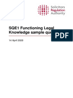 SQE1 Functioning Legal Knowledge Sample Questions: 14 April 2020