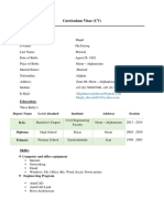 Curriculum Vitae (CV) : Personal Information