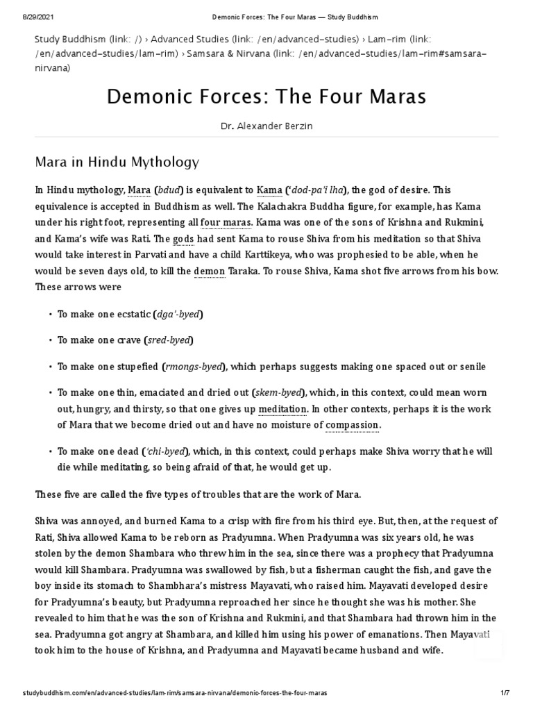 Buddhist Insights on The Four Maras PDF Gautama Buddha Eastern