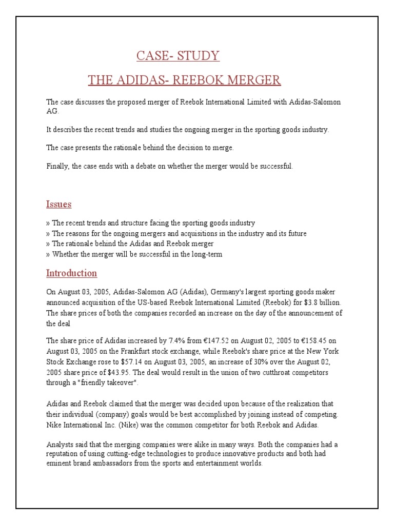 reebok and adidas case study answers