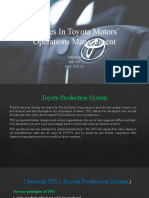 Changes in Toyota Motors' Operations Management
