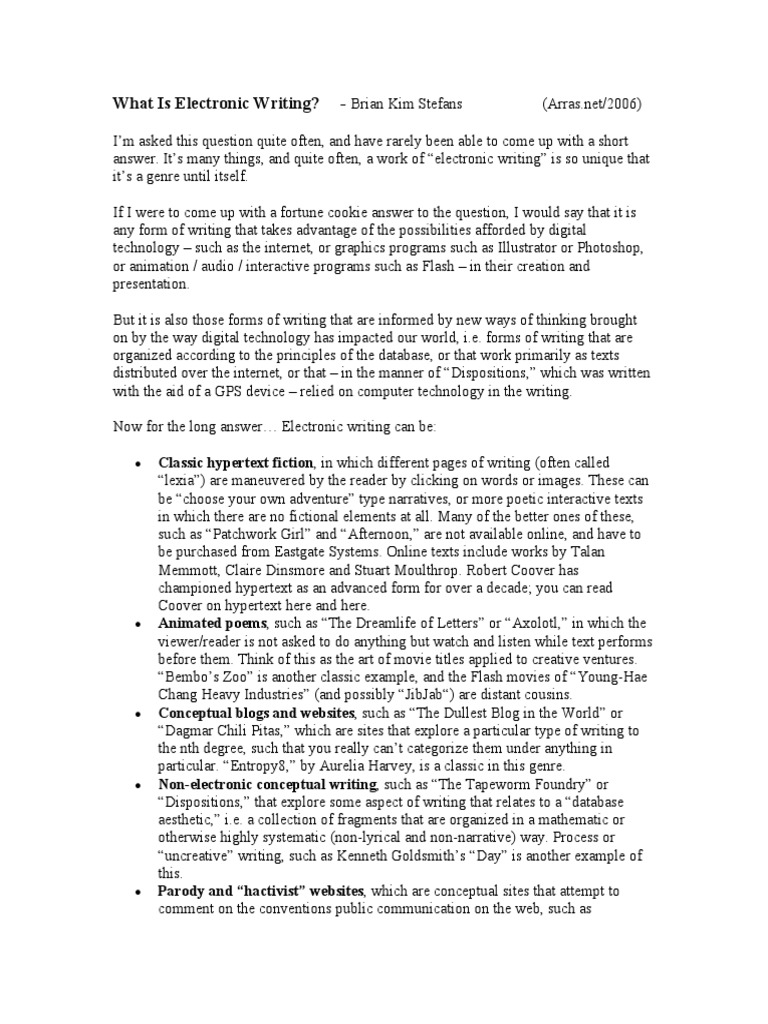 Understanding Electronic Writing | PDF | Websites | Internet