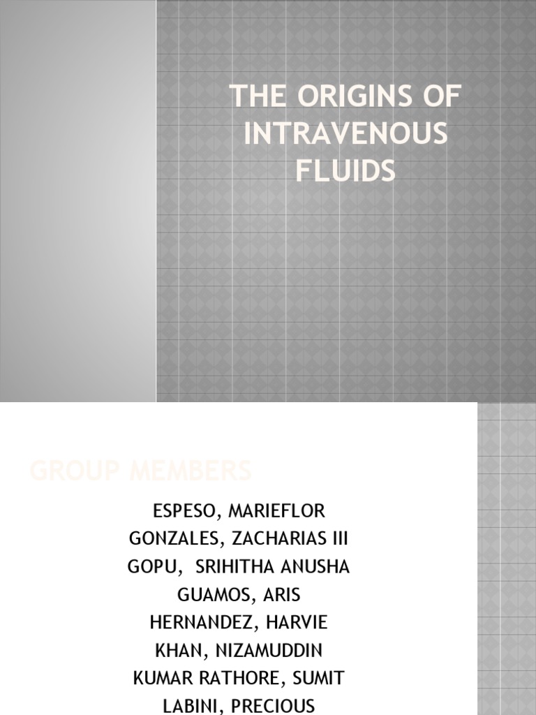 History of Intravenous Fluids | PDF | Cholera | Intravenous Therapy