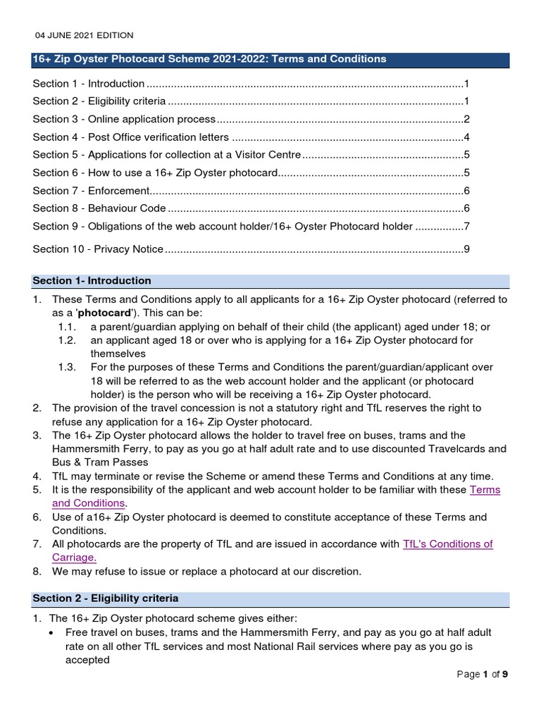 16+ Zip Oyster Photocard Application Guide | PDF | Identity Document