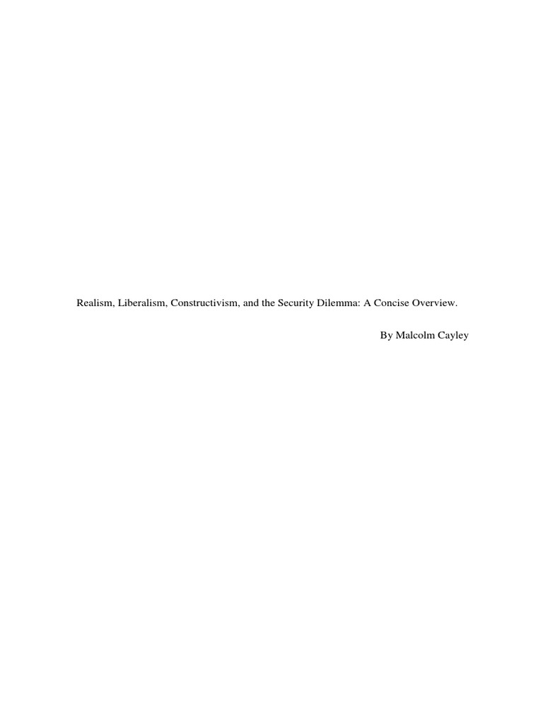 Realism Liberalism Constructivism And Th Pdf Global Politics