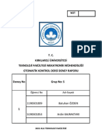 Otomatik Kontrol Dersi Rapor Formu