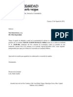 Modelo Carta de Aceptación Pasantías