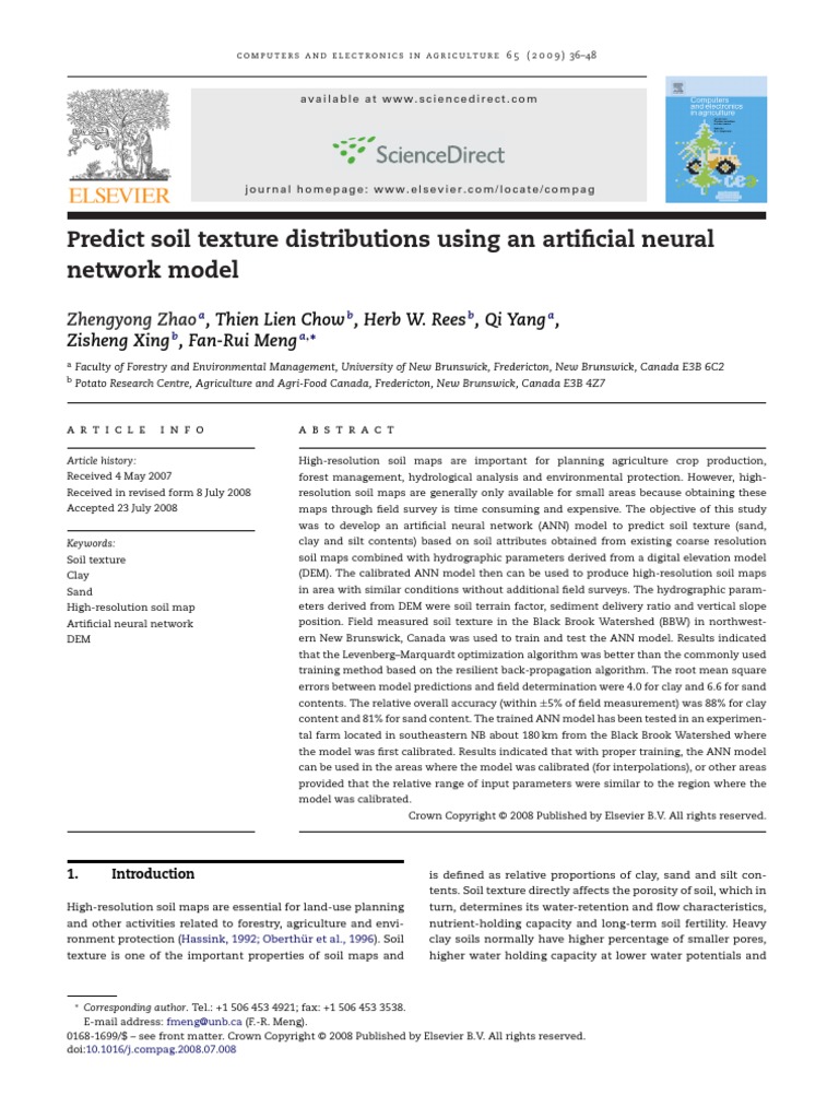 Predict Soil Texture Distributions Using An Artificial Neural Network ...