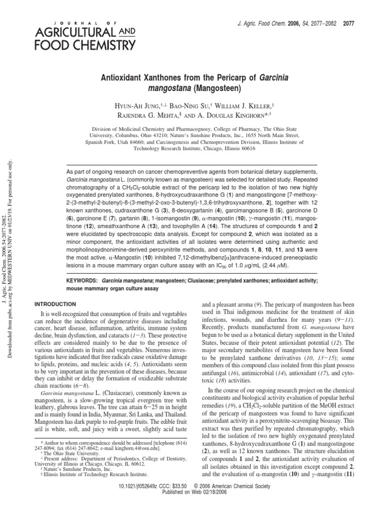 Antioxidant Xanthones From The Pericarp of Garcinia PDF