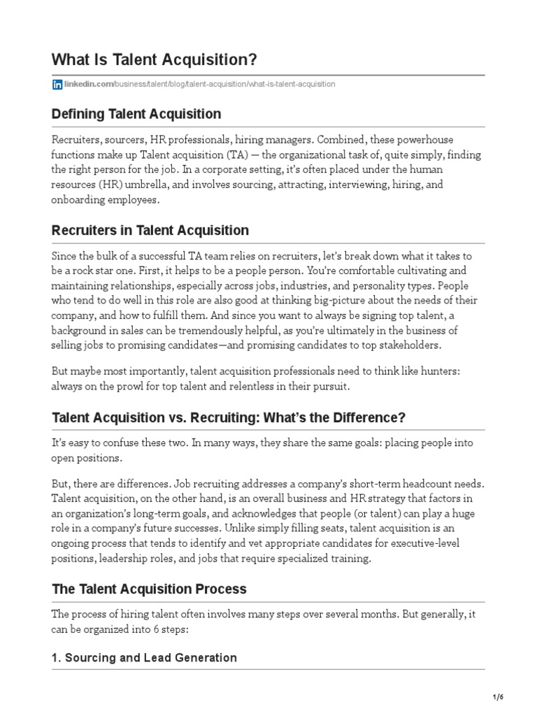 Understanding Talent Acquisition Process | PDF | Recruitment | Linked In