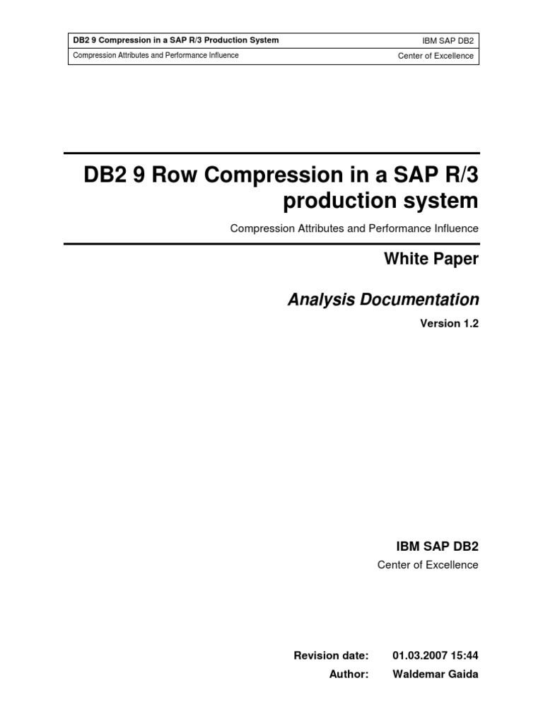 DB2 9 Compression in SAP R/3 System | PDF | Ibm Db2 | Sap Se
