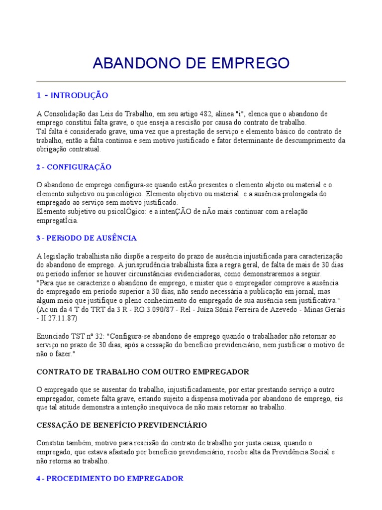 lei de abandono de emprego