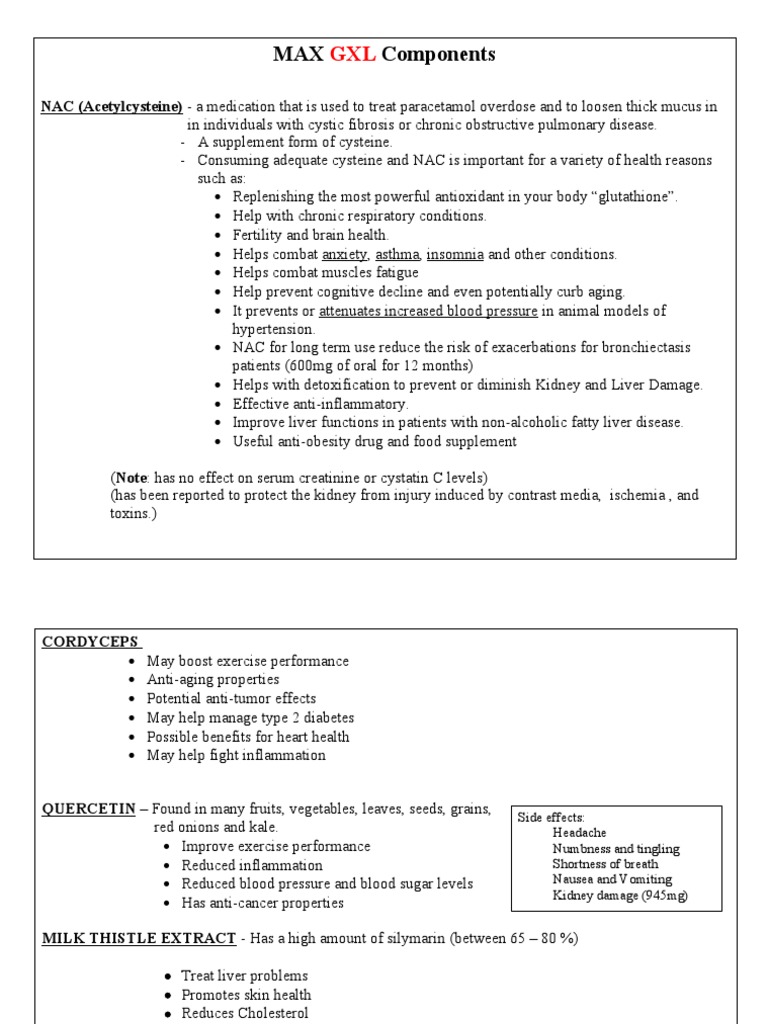 Max GXL Ingredients and Benefits | PDF | Health Sciences | Medicine