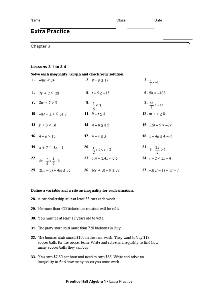 CH 3 Extra Practice Gr. 9 | PDF | Mathematics