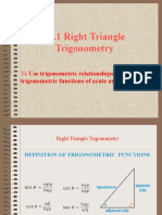 13.1 Right Triangle Trigonometry: Use Trigonometric Relationships To Evaluate Trigonometric Functions of Acute Angles