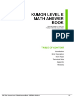 Kumon Level E Math Answer Book: Table of Content