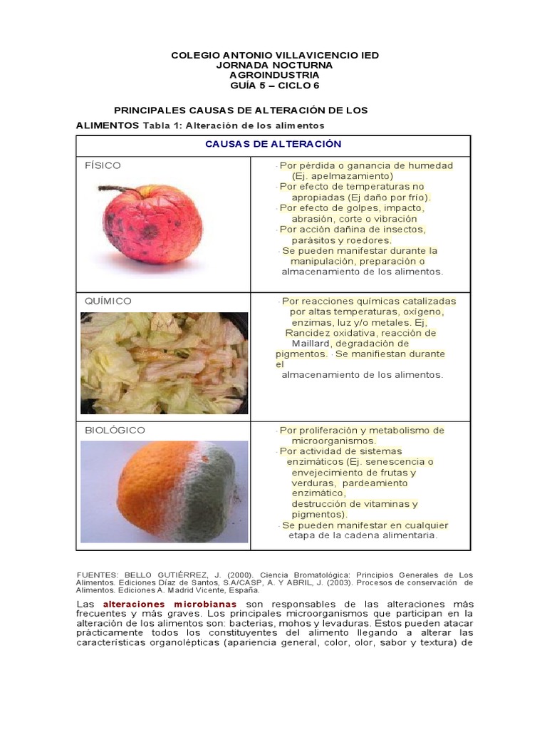Alteraciones de Los Alimentos | PDF | Alimentos | Enzima