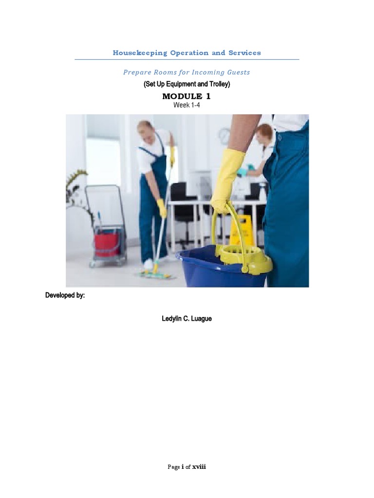 (Set Up Equipment and Trolley) Week 1-4: Housekeeping Operation and ...