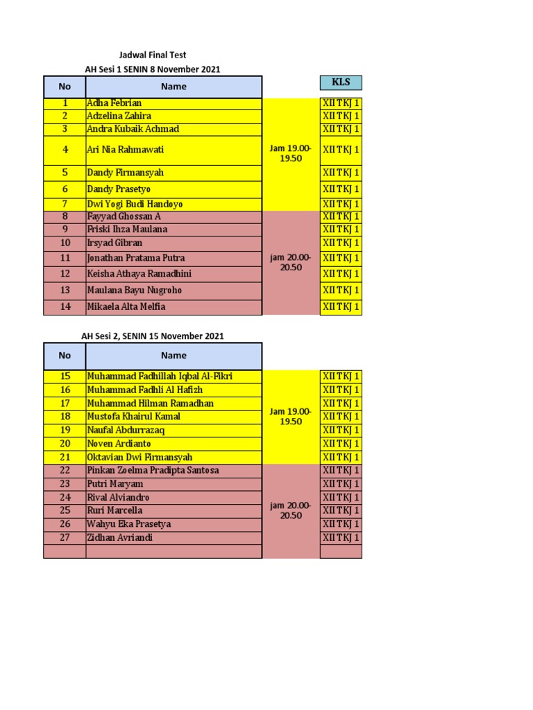 Final Test Schedule for November 2021 | PDF