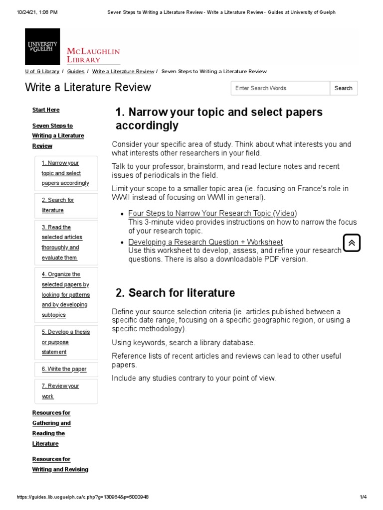 Seven Steps To Writing A Literature Review Write A Literature Review