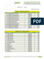 Energypac Price List for Ceiling Fans, Switches and Sockets