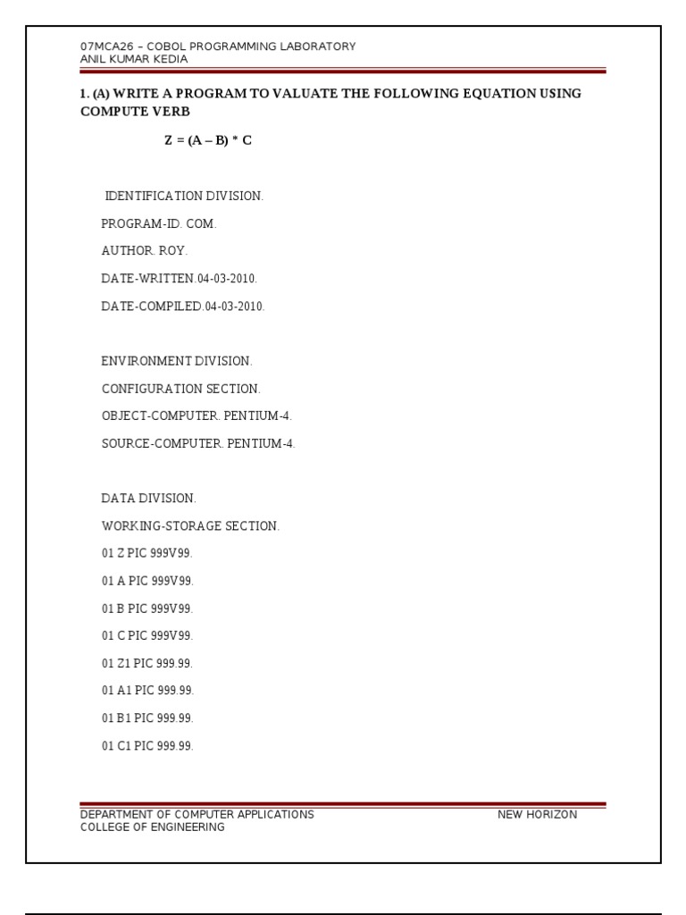 Cobol | PDF | Input/Output | Data