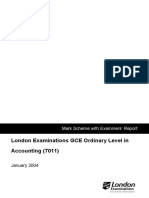 London Examinations GCE Ordinary Level in Accounting (7011) : January 2004