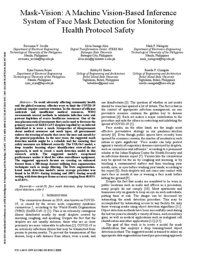 Mask-Vision A Machine Vision-Based Inference System of Face Mask ...