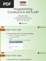 Programming Constructs in MATLAB: Susovan Jana