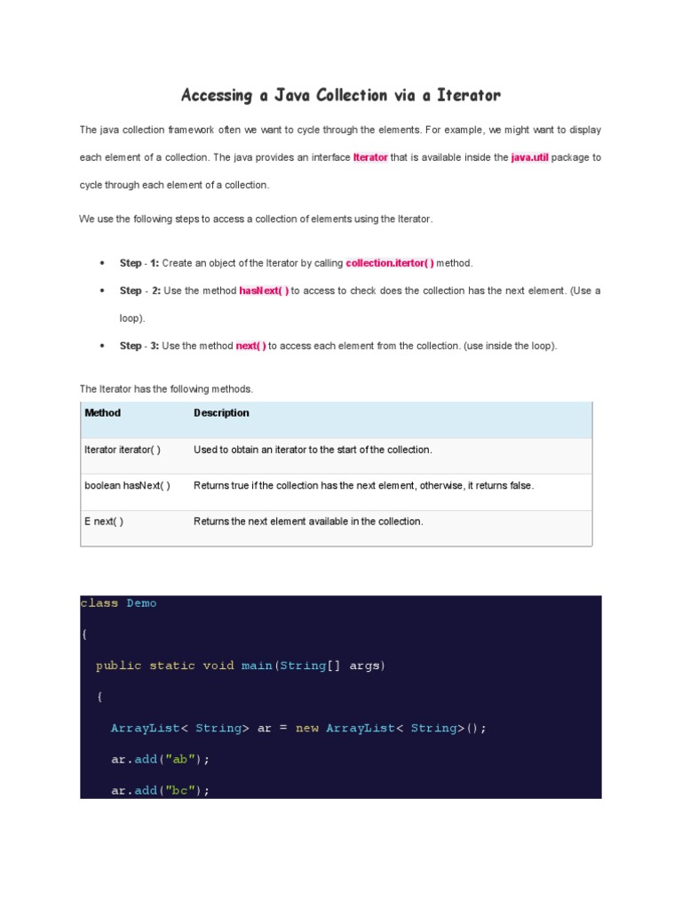 Accessing A Java Collection Via A Iterator | PDF | Information ...