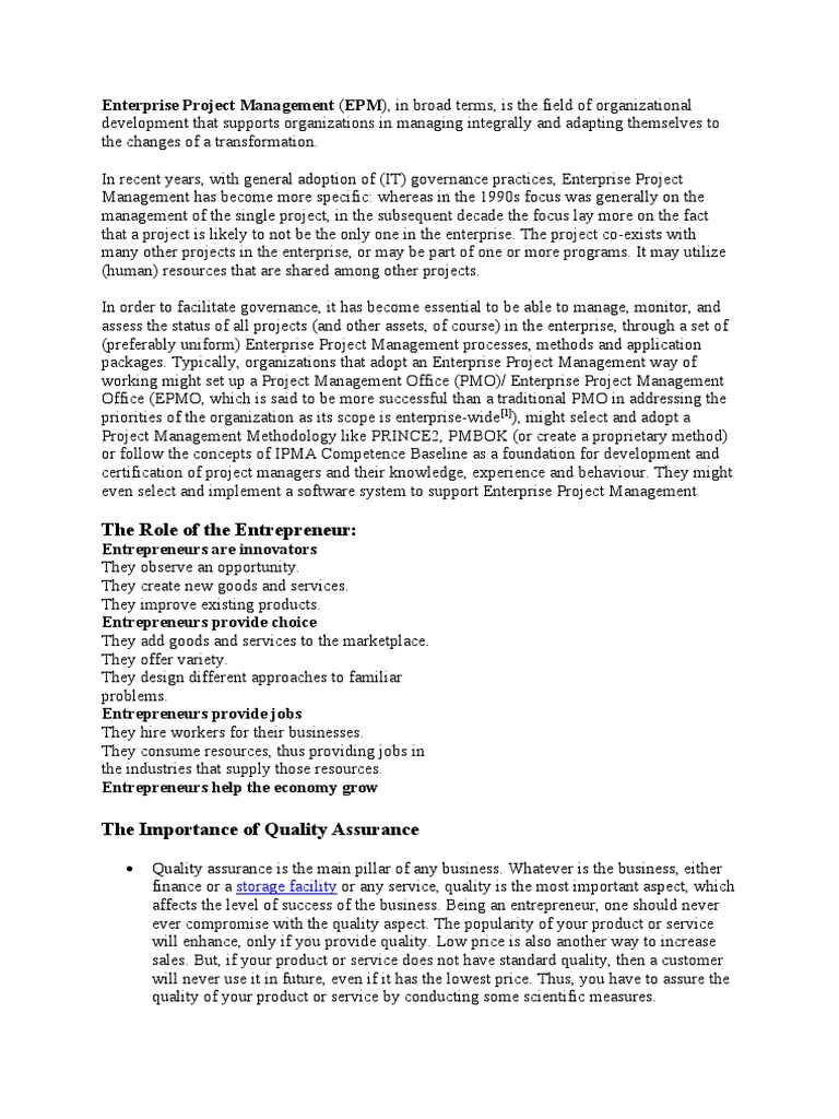 Understanding Enterprise Project Management | PDF | Leadership | Evaluation