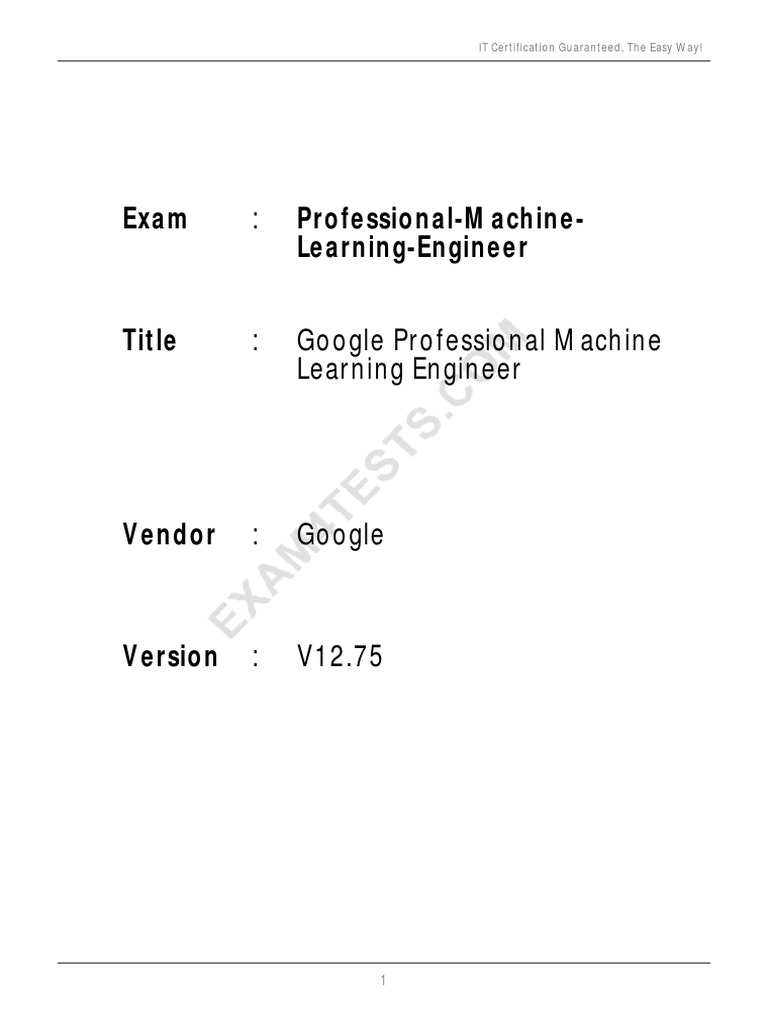 Professional Machine Learning Engineer V12.75 PDF Receiver