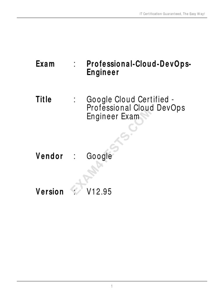 Google Cloud DevOps Engineer Exam V12.95 | PDF | Cloud Computing ...