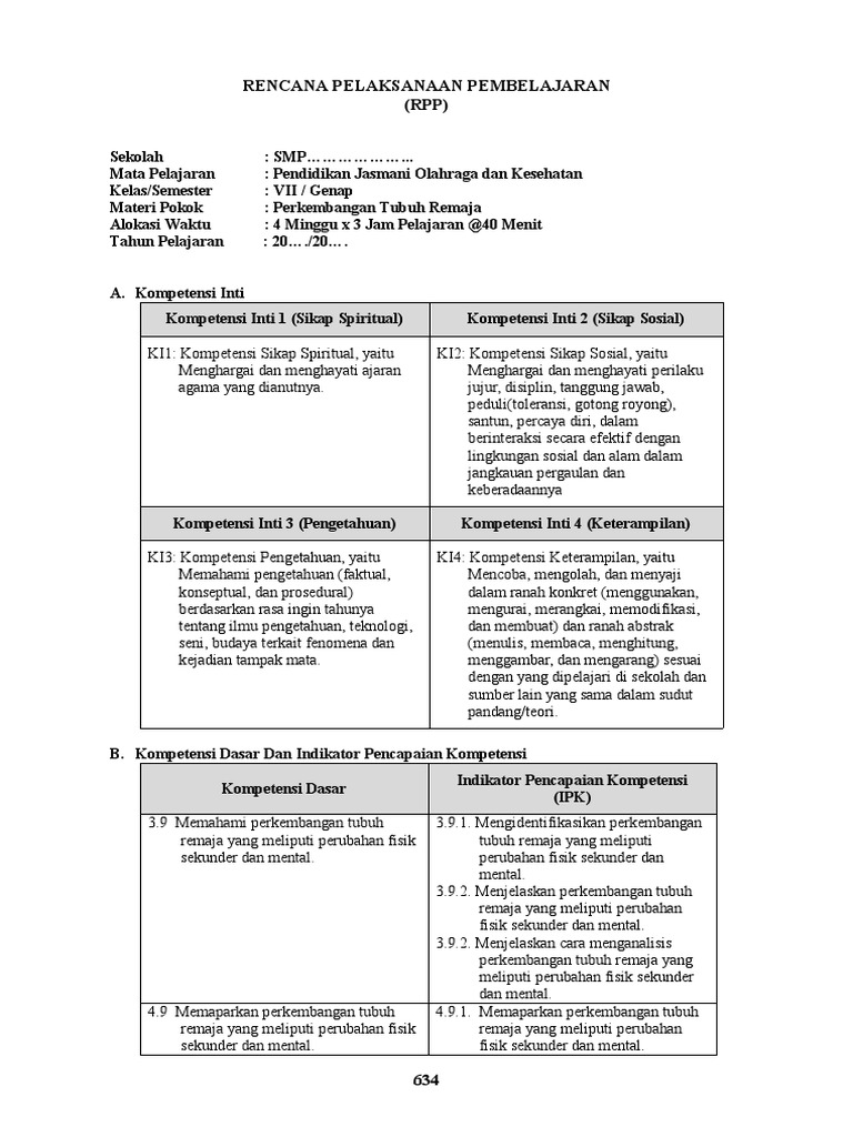 3 Rpp 9 Tubuh Remaja Pdf