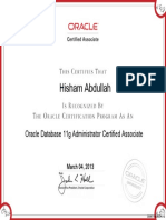 Hisham Abdullah: Oracle Database 11g Administrator Certified Associate
