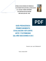 Guía Pedagógica Primer Momento Evaluación 1er Corte Arte Y Patrimonio 2do Año Secciones A-B-C