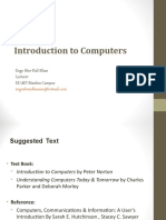 Introduction To Computers: Engr. Sher Dali Khan Lecturer EE UET Mardan Campus