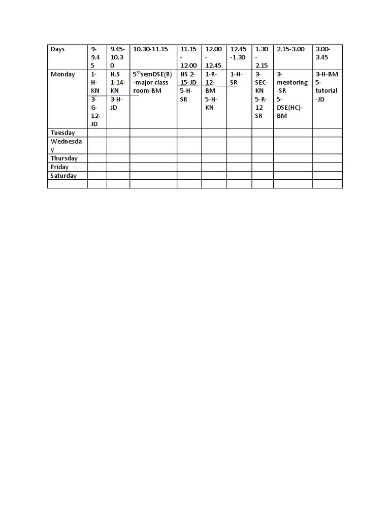 Class Routine | PDF
