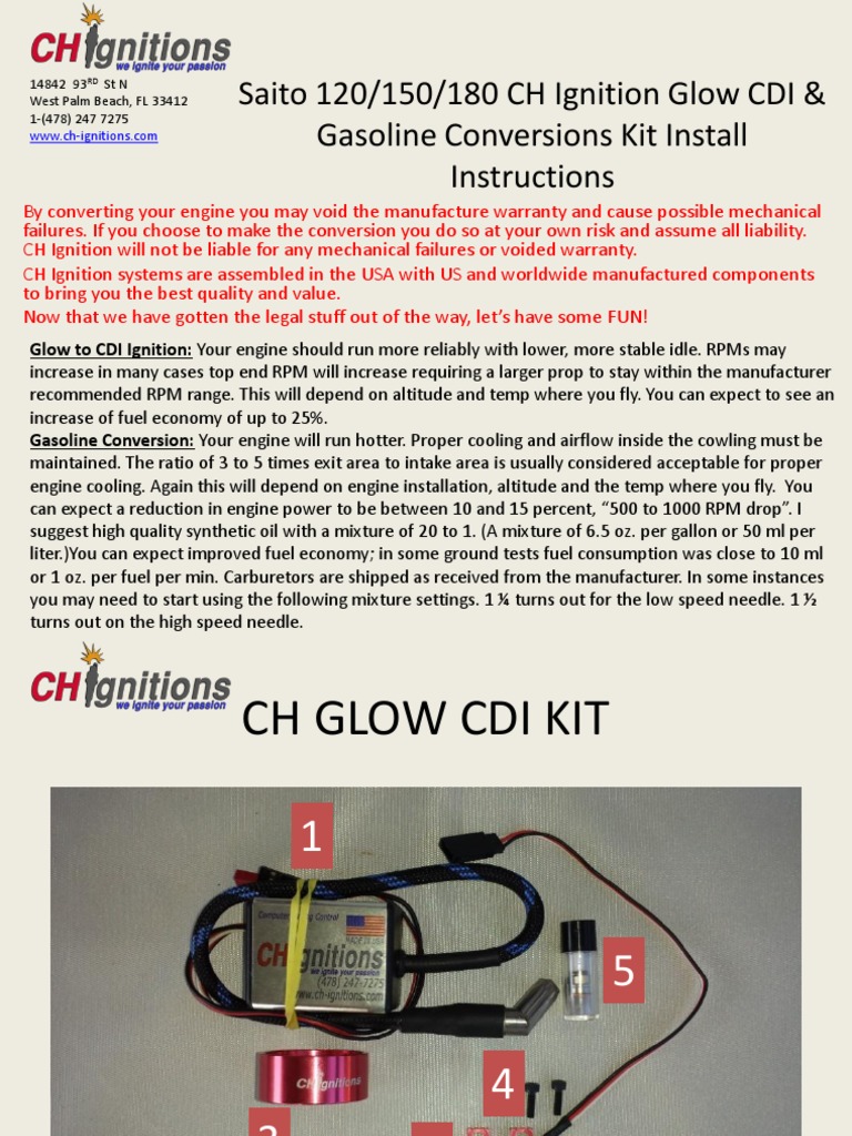 Saito 120 150 180 Install Instructions | PDF | Screw | Ignition System