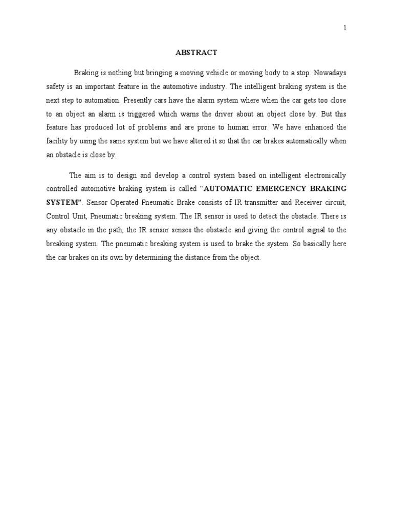 Automatic Emergency Braking System Pdf