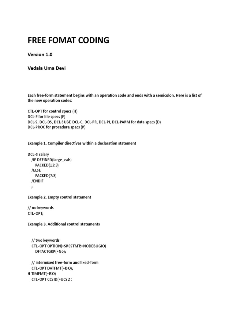 Free Format RPG Coding Guide | PDF | Parameter (Computer Programming ...