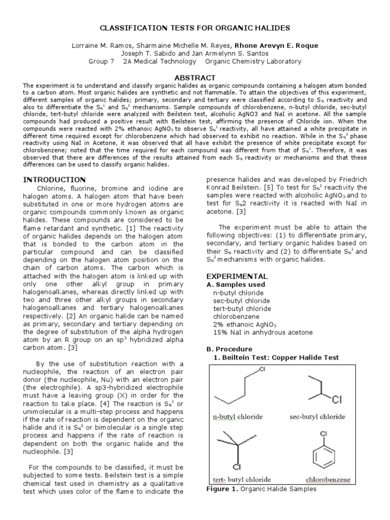 Beilstein Test for Organic Halides | PDF | Chemical Reactions ...