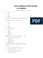 10.sınıf İngilizce 2.dönem 2.yazılı Soruları Ve Cevapları