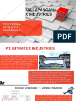 Praktik Kerja Lapangan Pt. Bitratex Industries: Untoro Baihaqi 5211417012 Teknik Mesin S1