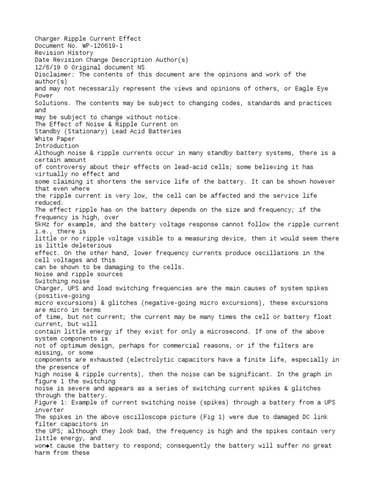 Charger Ripple Current Effect v2 PDF Battery Charger Electrical
