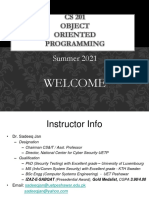 CS 201 Object Oriented Programming: Summer 2021
