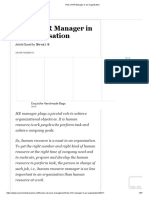Role of HR Manager in An Organisation