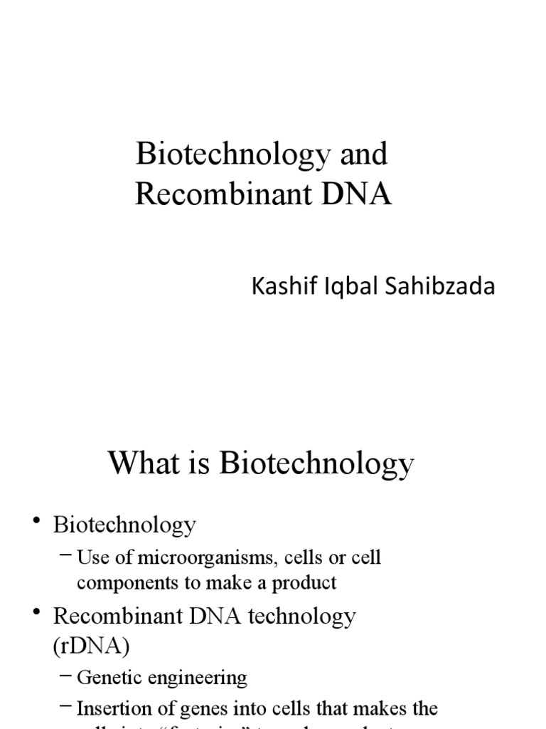 Overview of Recombinant DNA Technology | PDF | Plasmid | Molecular Cloning