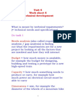 Unit 6 Work Sheet 6 Technical Development: Do Task 1